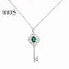 Nice Design Fashion Key Pendant Necklace With Natural Emerald, 18K Solid Gold Necklace With Real Diamonds And Natural Emerald