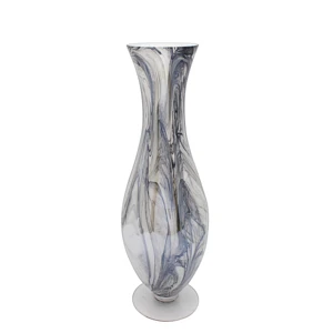 Image of Handmade flower white glass vase