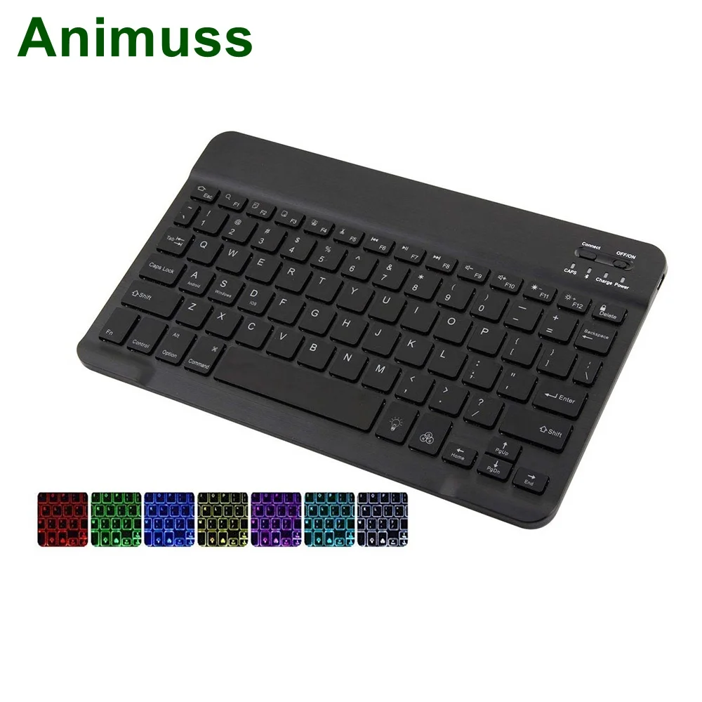 

Universal 7 Colors Led Slim Wireless BT Tablet Keyboard for iPad, Black