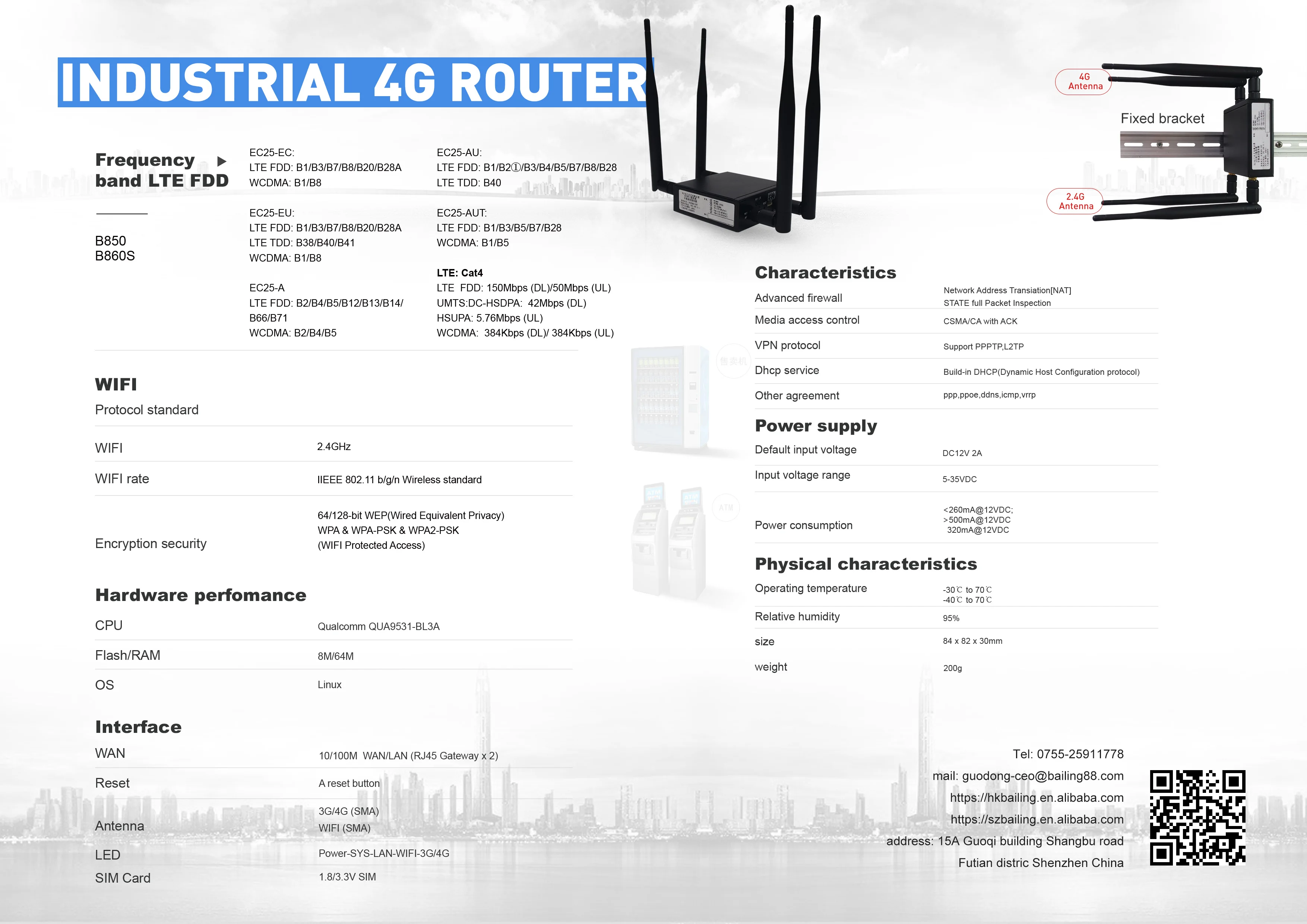 2.4Ghz WIFI Router With sim card slot 2 Lan port lte router 4G