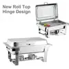 Rectangular 9 Liter chafer, oblong roll top chafing dishes with hinge cover
