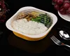 single compartment square biodegradable disposable tableware with clear lid