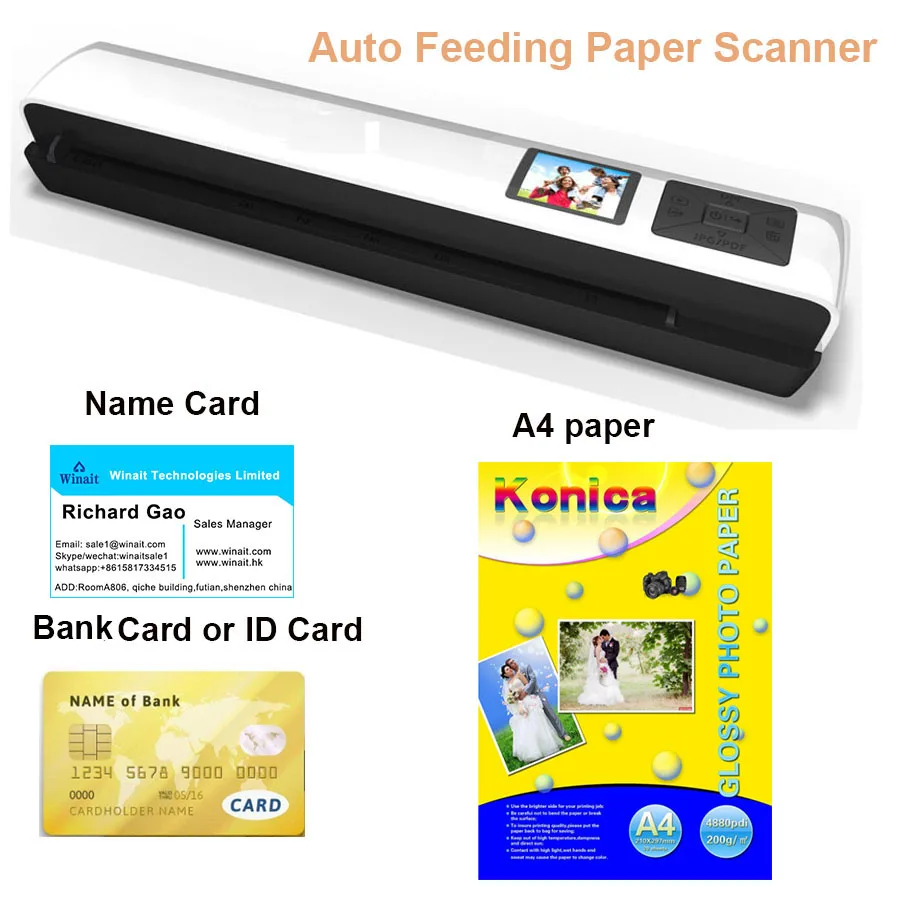 1200dpi Auto Feeding Paper Portable Scanner Jpg And Pdf Formate A4 Book