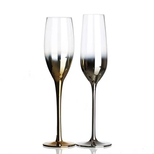 Image of Set Of 2 Hand Blown Electroplating Custom Wedding Cristal Flute Champagne Glass