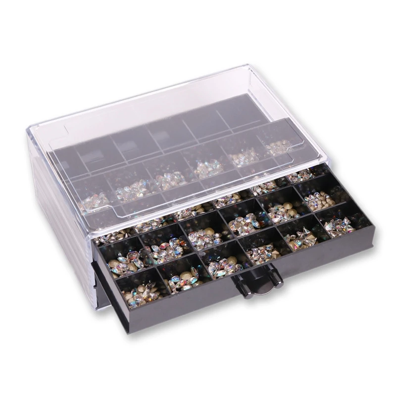 

72 Grids Accessories Acrylic Storage Box Case for Nail Art Tips Glitter Dust Jewelry Rhinestone Bead Gems Stuffs Container Case, Clear