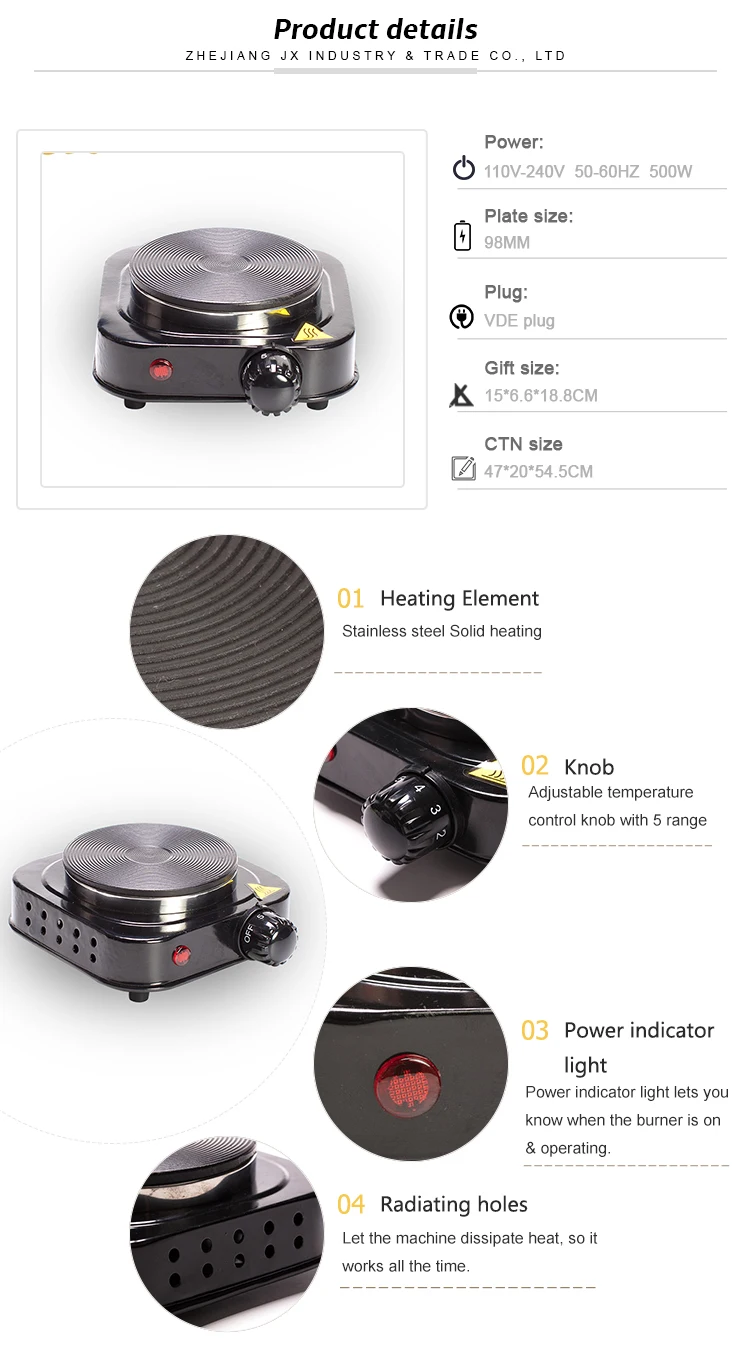 Factory Sale Good Quality 500w Electric Cooking Single Solid Hotplate Buy Single Burner