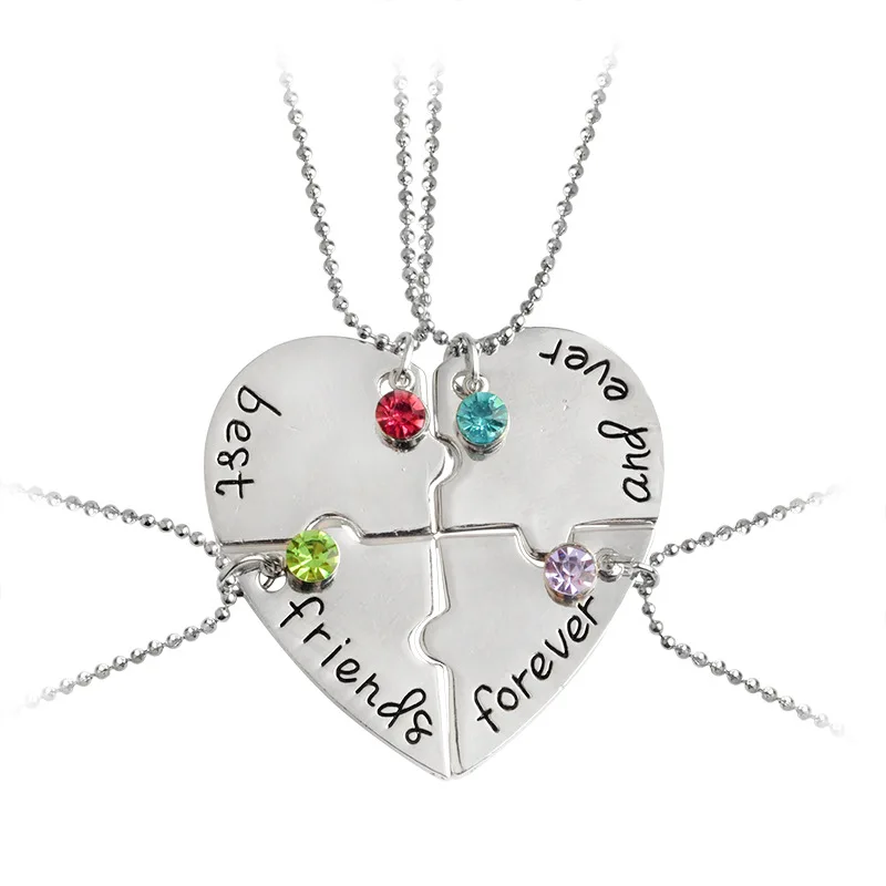 

Artilady 4 pcs set best friends forever and ever Heart friendship Pendant Necklaces Set for best gift