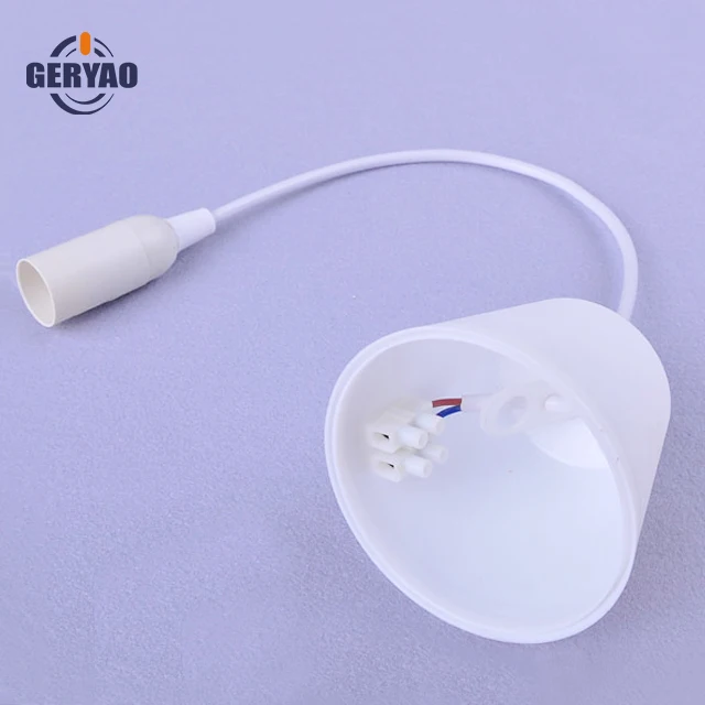 Plastic E14 Lamp Holder With Ceiling Rose Wire Cable For Pendant