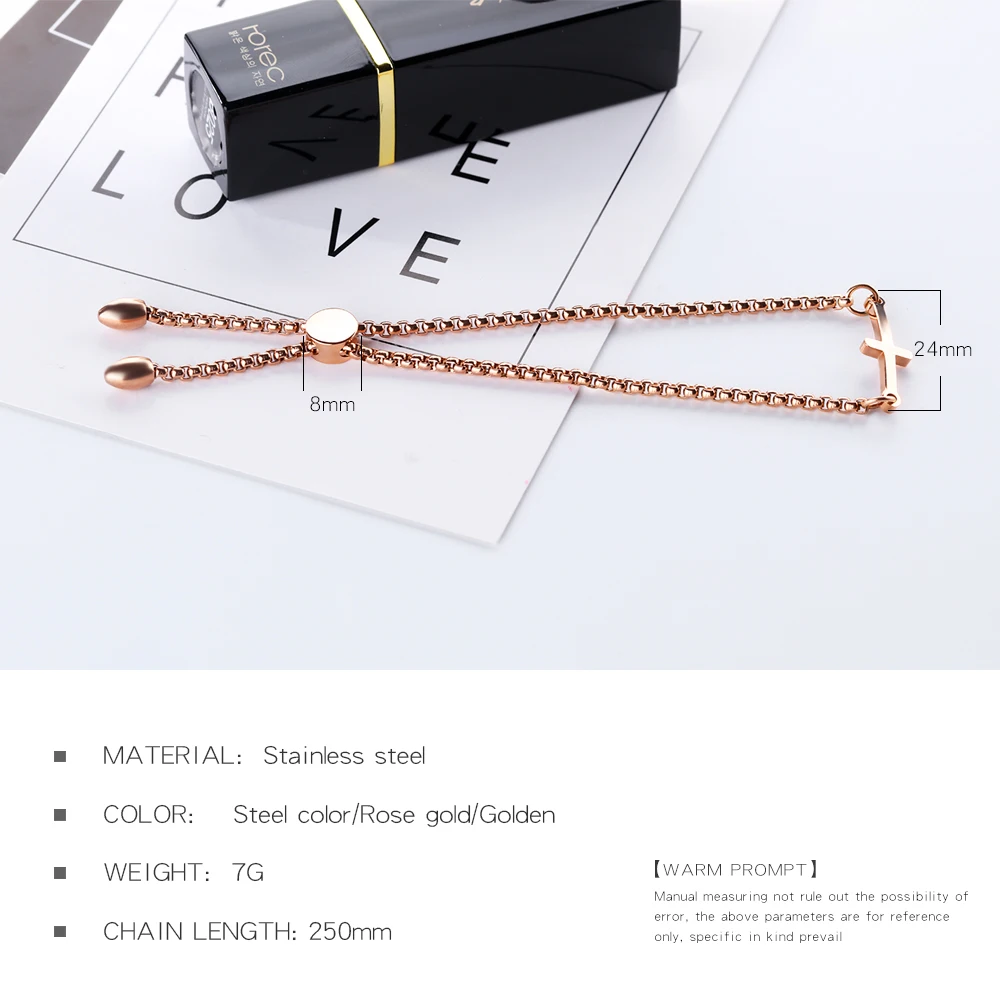 Alibaba Wholesale Women Jewelry Adjustable Silver Cross Bracelet Sideways