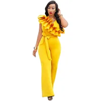 

Ruffle Wide Leg Jumpsuit Women Sleeveless Summer Office Elegant Jumpsuits And Rompers Overalls YY10400