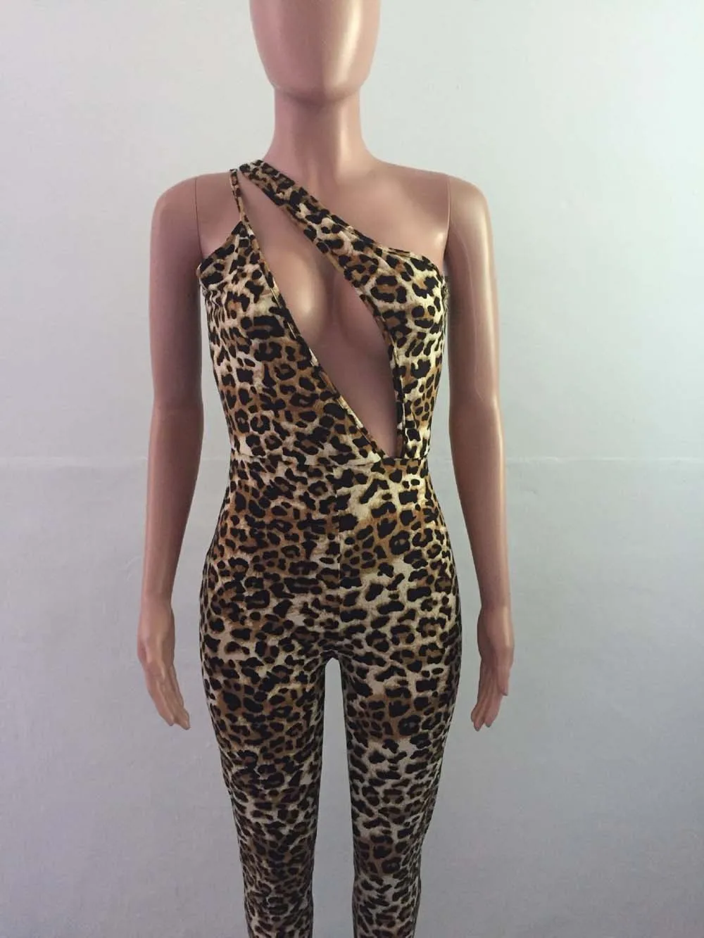 One Shoulder Sexy Leopard Print Bodycon Nightclub Jumpsuit Buy Nightclub Jumpsuitleopard