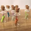 Wholesale 1ml Mini Glass Bottles Vials With Cork Empty Tiny Transparent Glass Bottle 13*24*6mm