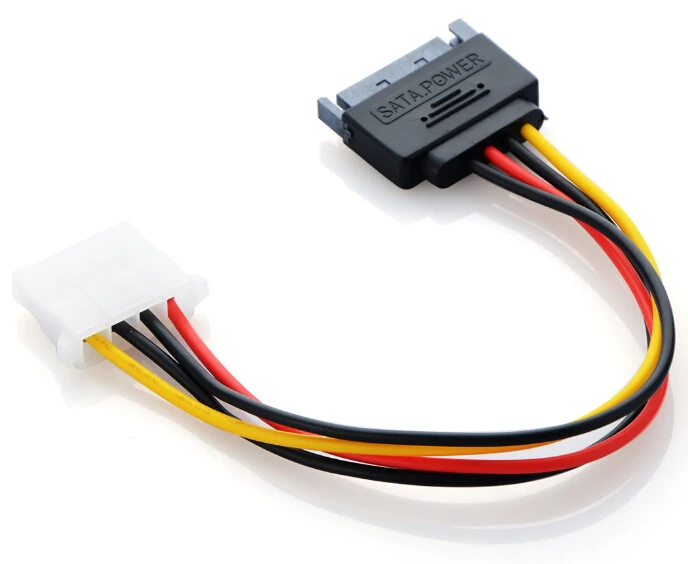 

SATA Power Cord Connector SATA to IDE Power Cable Serial Power Cord Sata Line Reverse Line 15pin Male to Big 4pin P15, Black