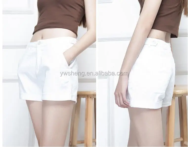 

New Hot Fashion Solid White Shorts Women/High Waist Lady Summer Women Shorts, White (as picture)