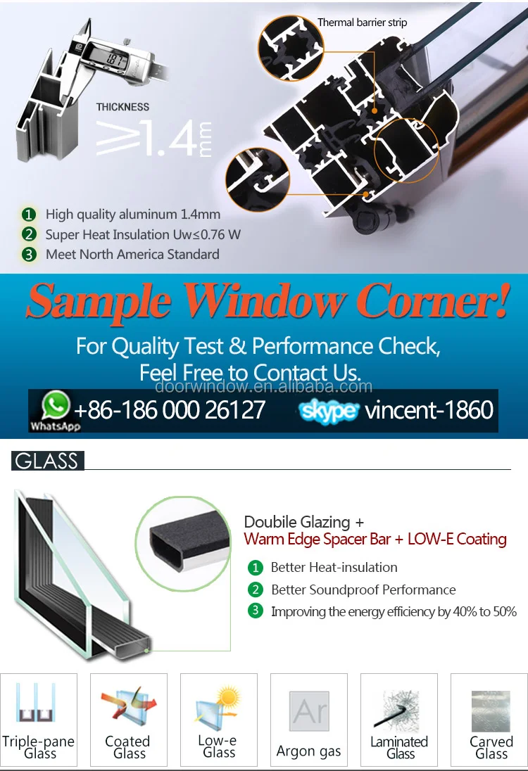Professional factory Latest window design Balcony 5x5 double pane