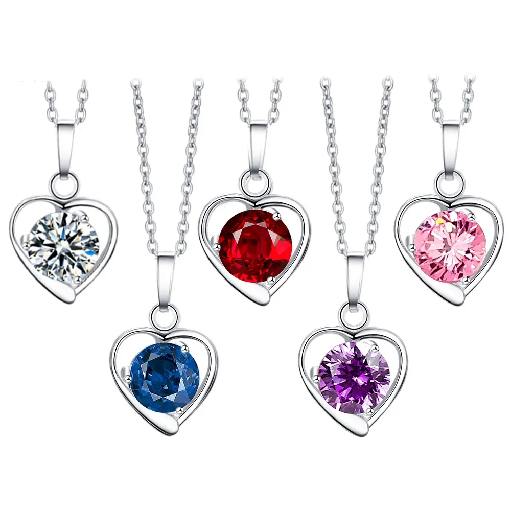 Chinese Couple Love Heart Fashion Pendant Cubic Zirconia Necklace ...