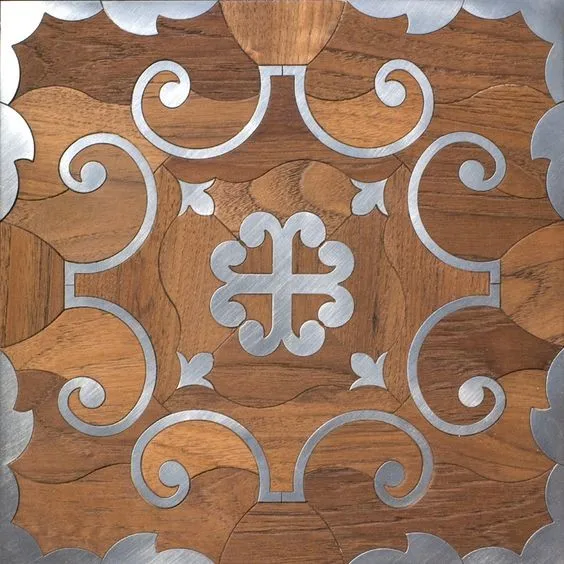 Good Design Wood Flooring Marquetry Wood Inlay Stainless Steel Patterns