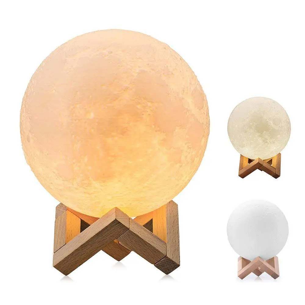 Athena Futures Inc. Mood Lamp Book USA Seller 7.1 inch 16 Color Cool Lamp Moon Lamp Moon Light 3D Moon Lamp - USB Charging 16 Color Moon Night Light with Stand Globe Upgrade