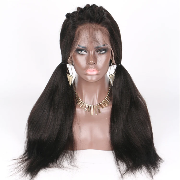 

Manufacturers human hair wigs 9A grade 150% density natural looking yaki straight 13x6 lace front wig, All colors