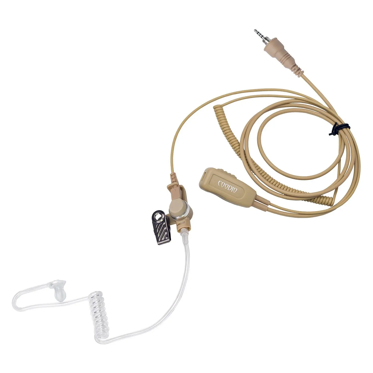 Get Quotations · Beige Coodio Professional Surveillance Earpiece Headset  Bodyguard FBI [Covert Acoustic Tube] Mic Microphone For