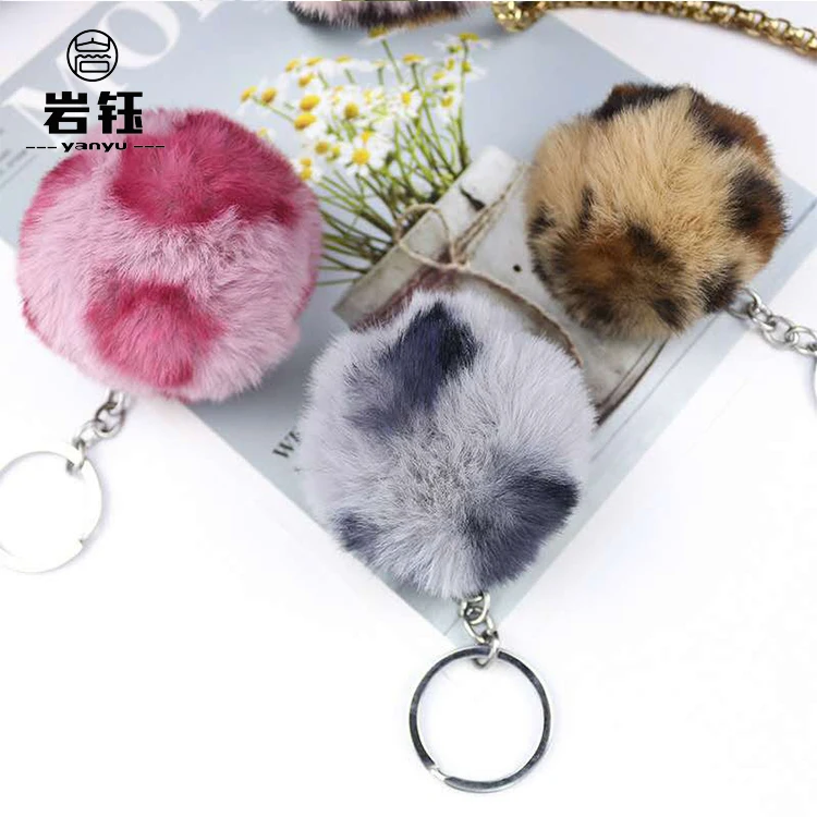 
High-quality leopard fur ball, faux fur rex rabbit fur pompoms artificial fox balls clothes shoes cap bag phone keychain pendant 