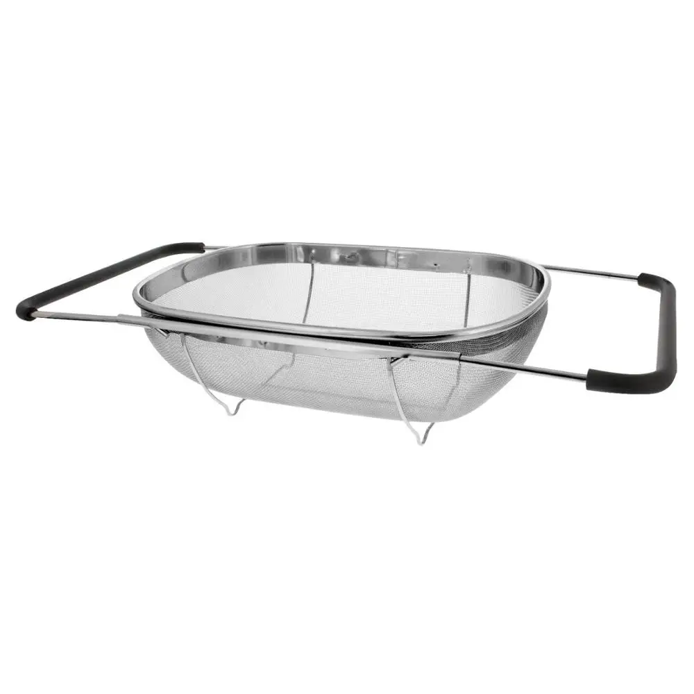 

The Sink Stainless Steel Oval Colander with Fine Mesh  Strainer Basket & Expandable Rubber Grip Handles - Strain, Drain, Any color is available