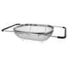 The Sink Stainless Steel Oval Colander with Fine Mesh 6 Quart Strainer Basket & Expandable Rubber Grip Handles - Strain, Drain,
