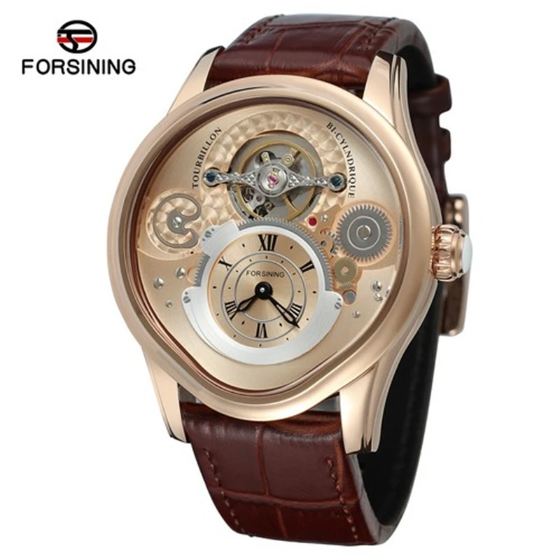 

FORSINING 8075 New Fashion Auto Mechanical Watches for Men Top Brand Luxury Leather Strap Man Tourbillon Wristwatches