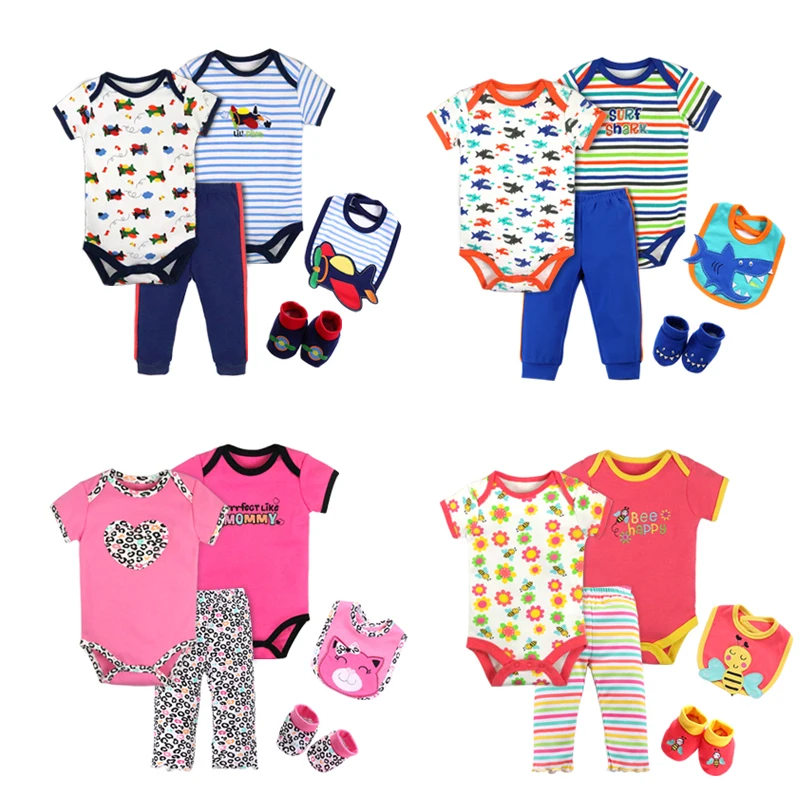 

Wholesale baby clothes fashion design cute baby baby jumpsuit set 5 pieces