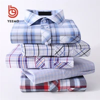 

Yeemo OEM Custom Design Soft T/C Short Sleeve Mens Plaid / Stripe Casual Shirt Stocklot