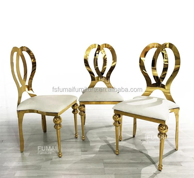 Pu Cushion Wholesale Gold Stainless Steel Banquet Hall Furniture Used