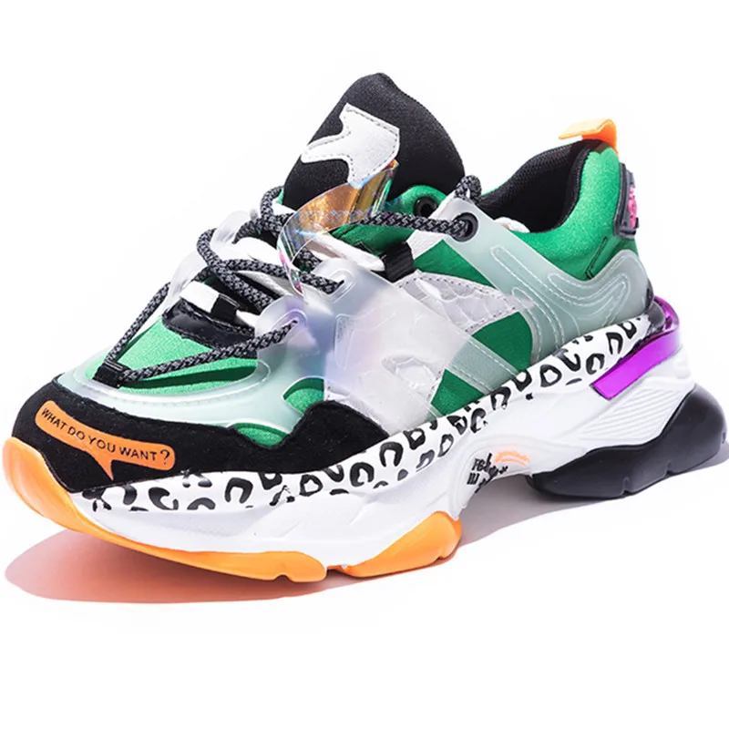 

Women Platform Sneakers Genuine leather Breathable Women's Chunky Shoes 2020 Fashion Woman Trainers Ladies Footwear