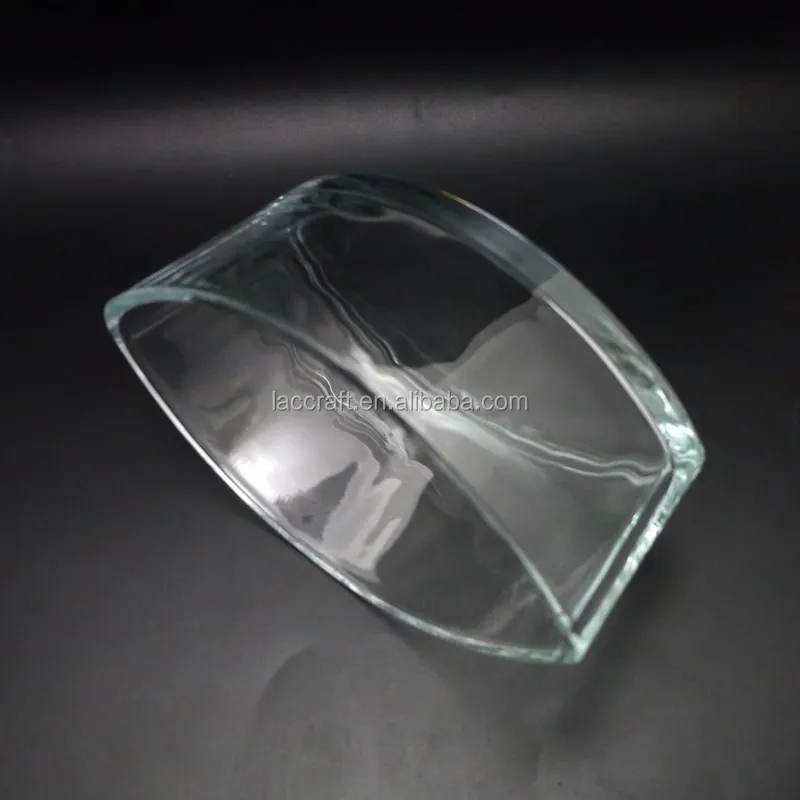 Unique Oval Boat Glass Candle Holder Woodwick Candle Jar With Wood Lid