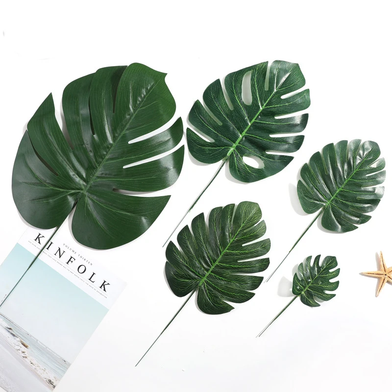

2018 Yiwu Aimee wholesale artificial monstera plant leaf (AM-AL07, Light green;dark green