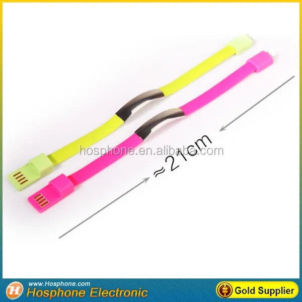 

2019 Gifts Flat Bracelet Wrist Magnetic USB Charger cable for samsung iphone Magnetic cable, White pink green blue