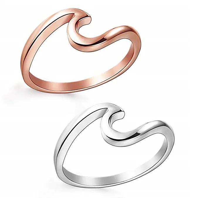 

Chic 925 Sterling Silver Wave Cut Girl Ring Designed for Couple to Design Home Casual Wear