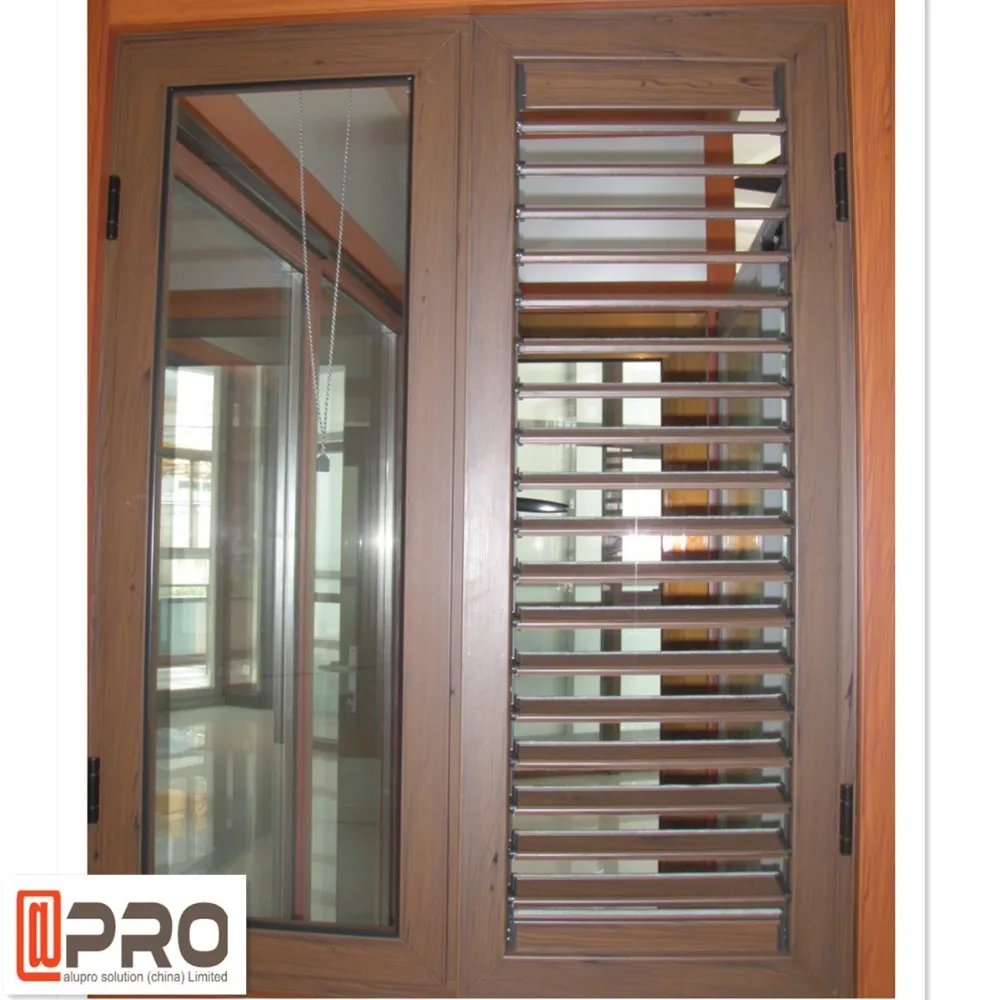 Customized Window Shutters Interior Aluminum Wooden Color Adjustable ...