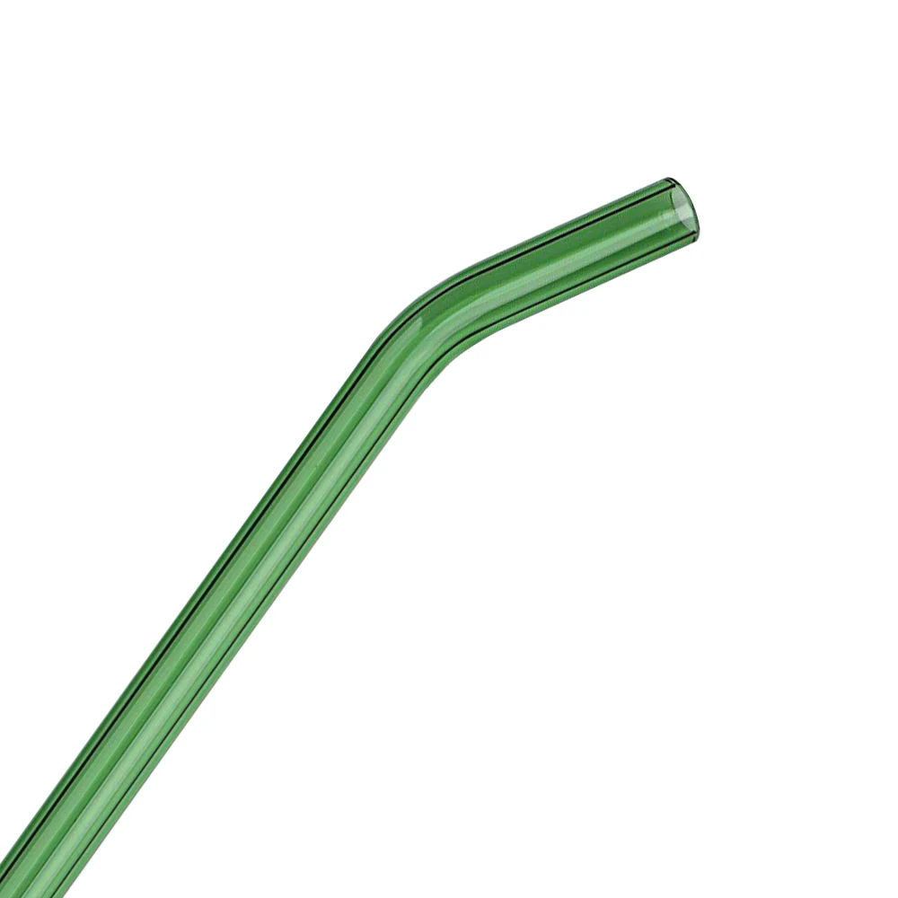 

8mm Green Color Tempered Borosilicate Bent Glass Drinking Straw, Customized