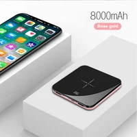

New Arrival Ultra Slim Dual USB Outputs 8000mah Portable Wireless Charger Mini Power Bank