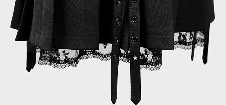 Q-220 Punk Rave Gothic original kilt design black sexy short mini dress