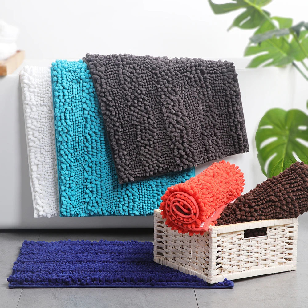 

CASAMILAN High quality microfiber polyester TPE waterproof anti slippery shower rug anti slip foot chenille bath mat