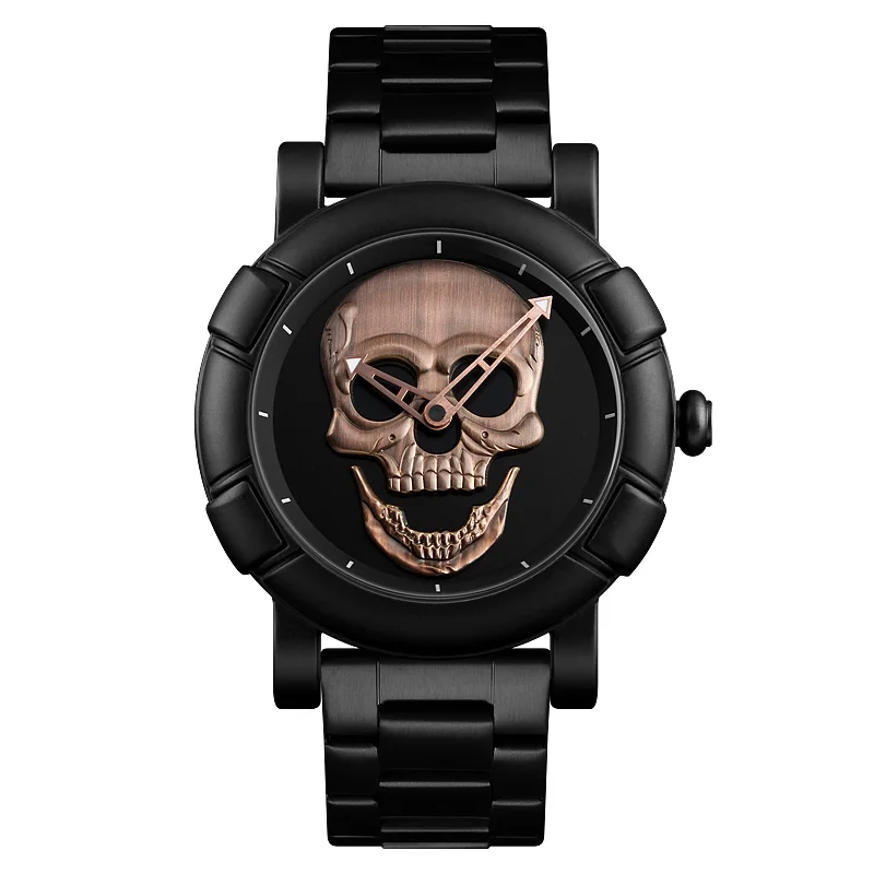 

SKMEI 2019 Skull Quartz Men's Watch Men Creativity Watches Stainless Steel Male Water Resistant Wristwatch Relogio Masculino9178