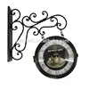 Coffee Bar Double Sided Wall Clock Antique Style Roman Numerals Iron Decorative Clock