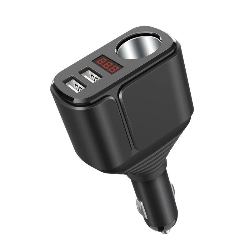 

OEM Licheers Dual USB car charger cigarette lighter adapter LED digital display 3.4A QC3.0 fast car charger LC0067, Black