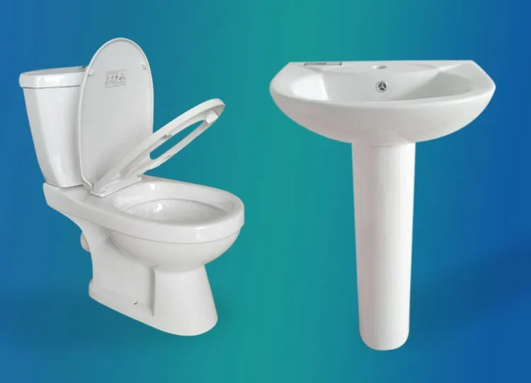 Africa Style Sanitary Ware Two Piece Twyford Toilet And Sink 3 Color Wc