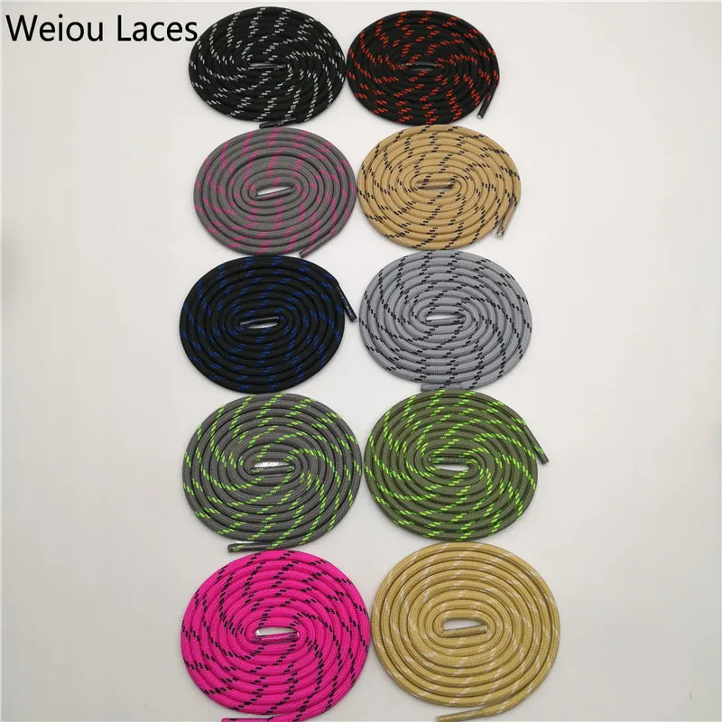 

Weiou colorful Striped Polyester Non-Slip Wear-resistant Round Shoelaces Polka Dot Outdoor Sports hiking Shoe Laces, Bottom based color + match color,support any two pantone colors mixed