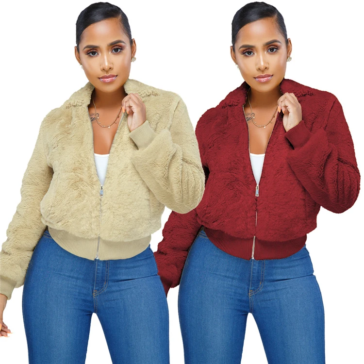 

ASGL6082 women fashion casual solid outwear faux fur jacket, N/a