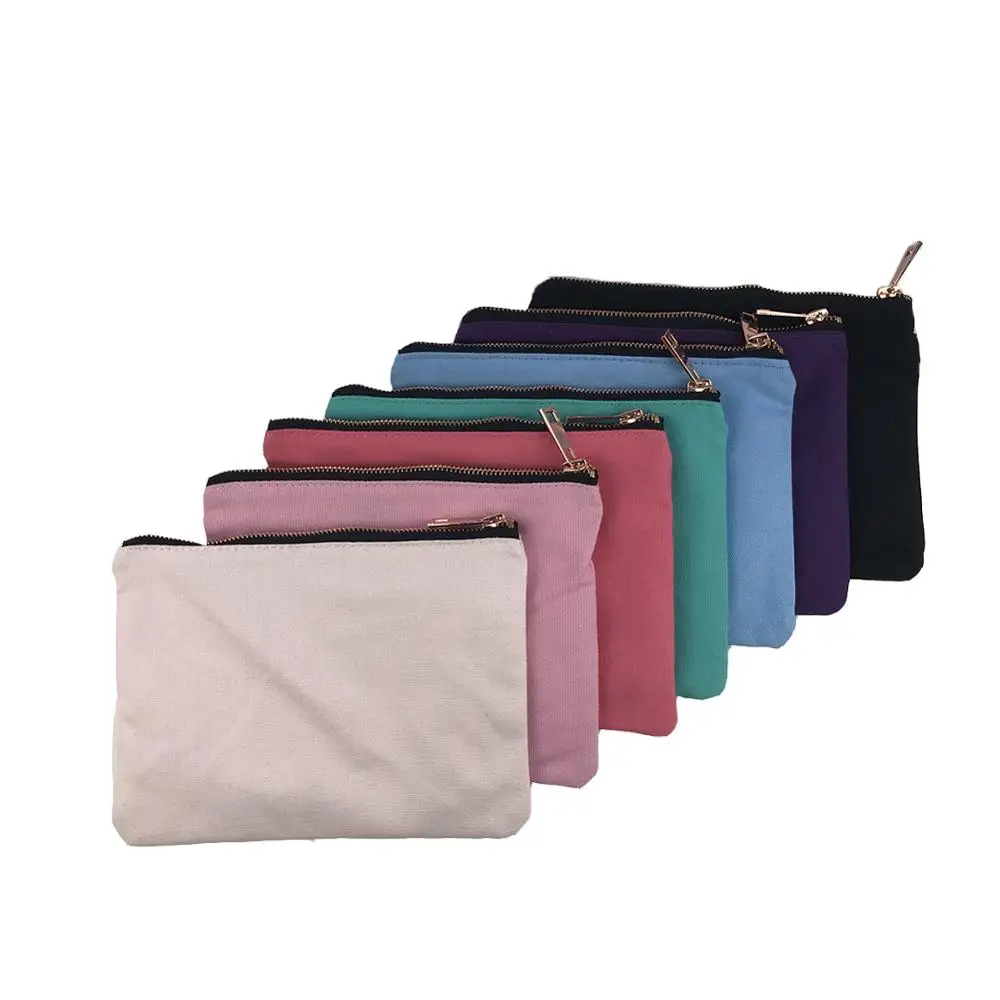 

Custom printed rose gold wholesale cotton canvas zipper pouch for cosmetic makeup bag, 7 color