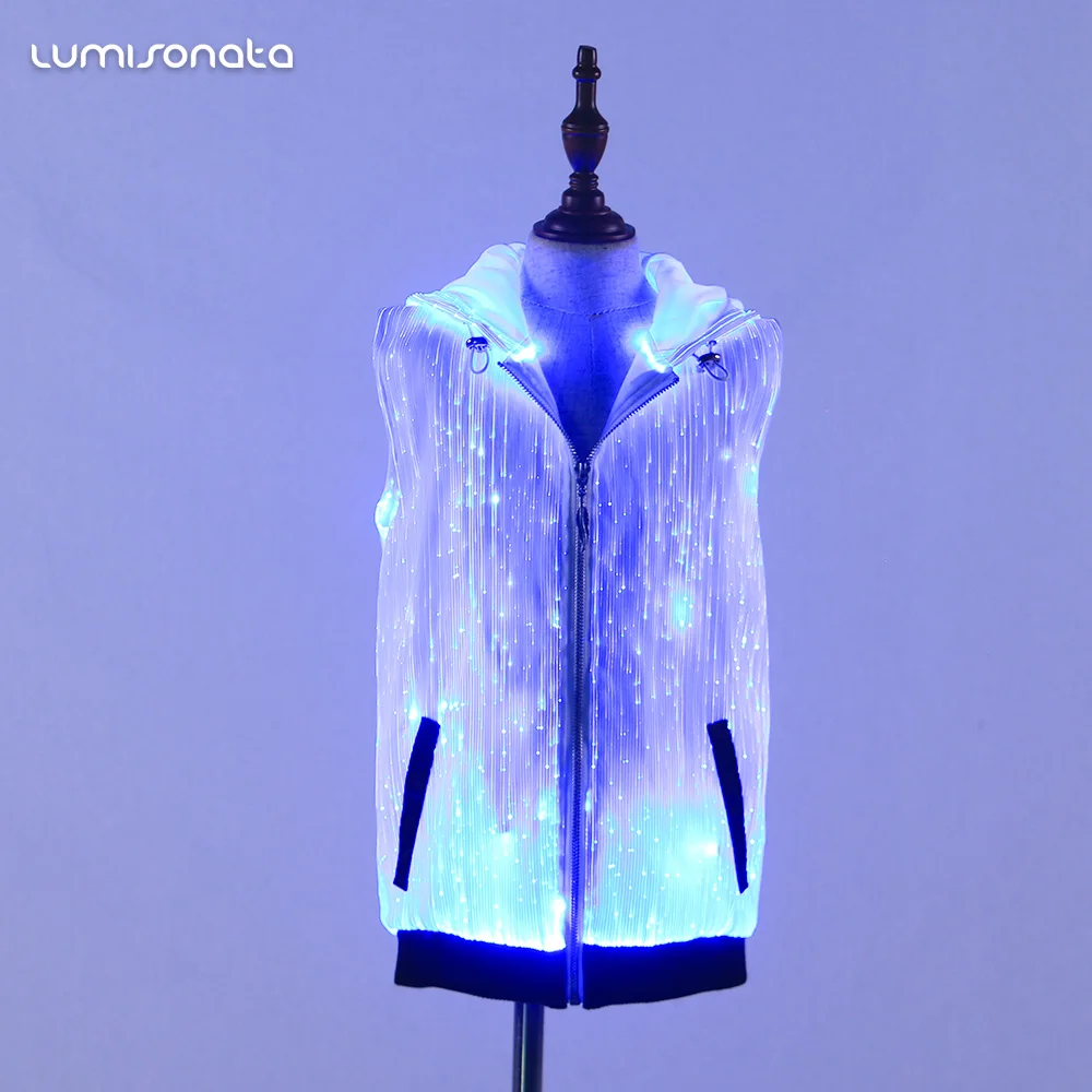 

Hot sale Fiber Optic led light up Sleeveless Hoodie