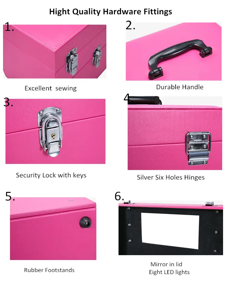 Soft Leather Led Lights Cosmetic Nail Polish Carrying Case Buy Nail